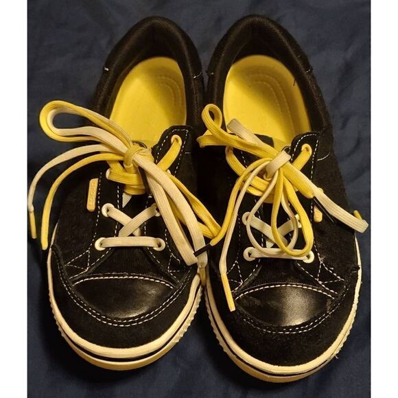 Crocs with Hank Haney Drayden Golf Black Burst Suede Leather Golf Shoes Size 5. - Picture 2 of 9